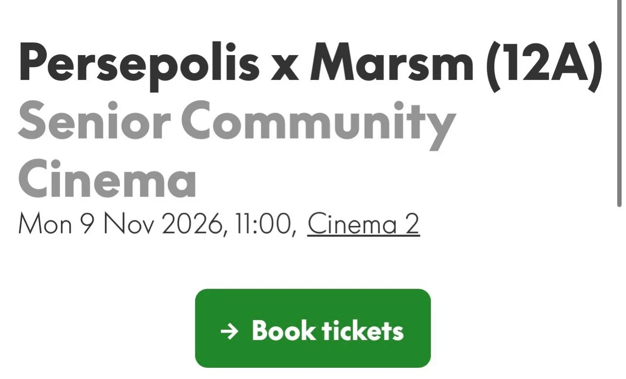 Barbican Senior Community Cinema x Barbican presents: Persepolis. Senior Community Cinema takes place on the other Monday of every calendar month. These screenings are for people who are 60+ / retired, although we do welcome family, friends and compa