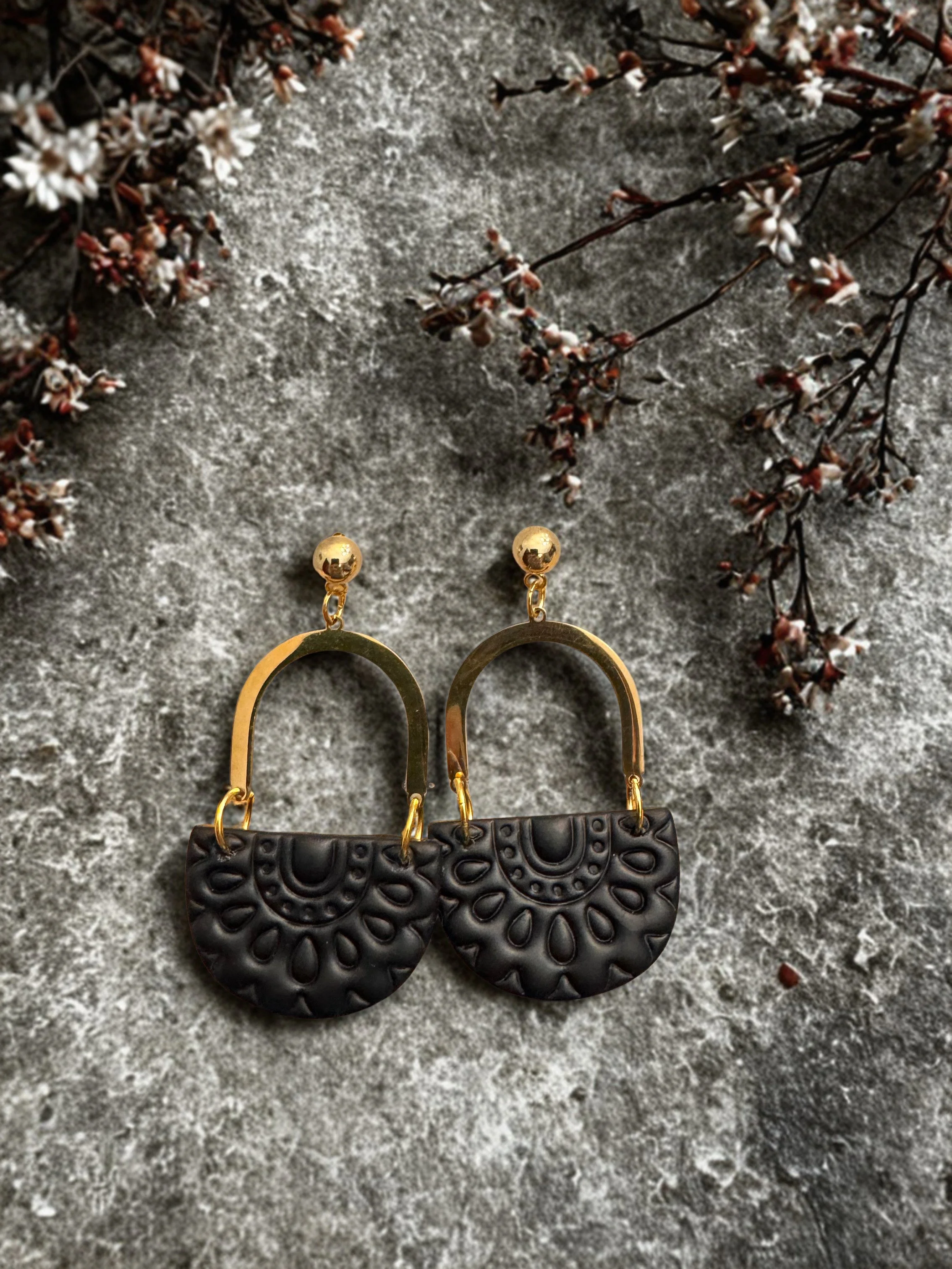 Black Boho Dangle- Gold