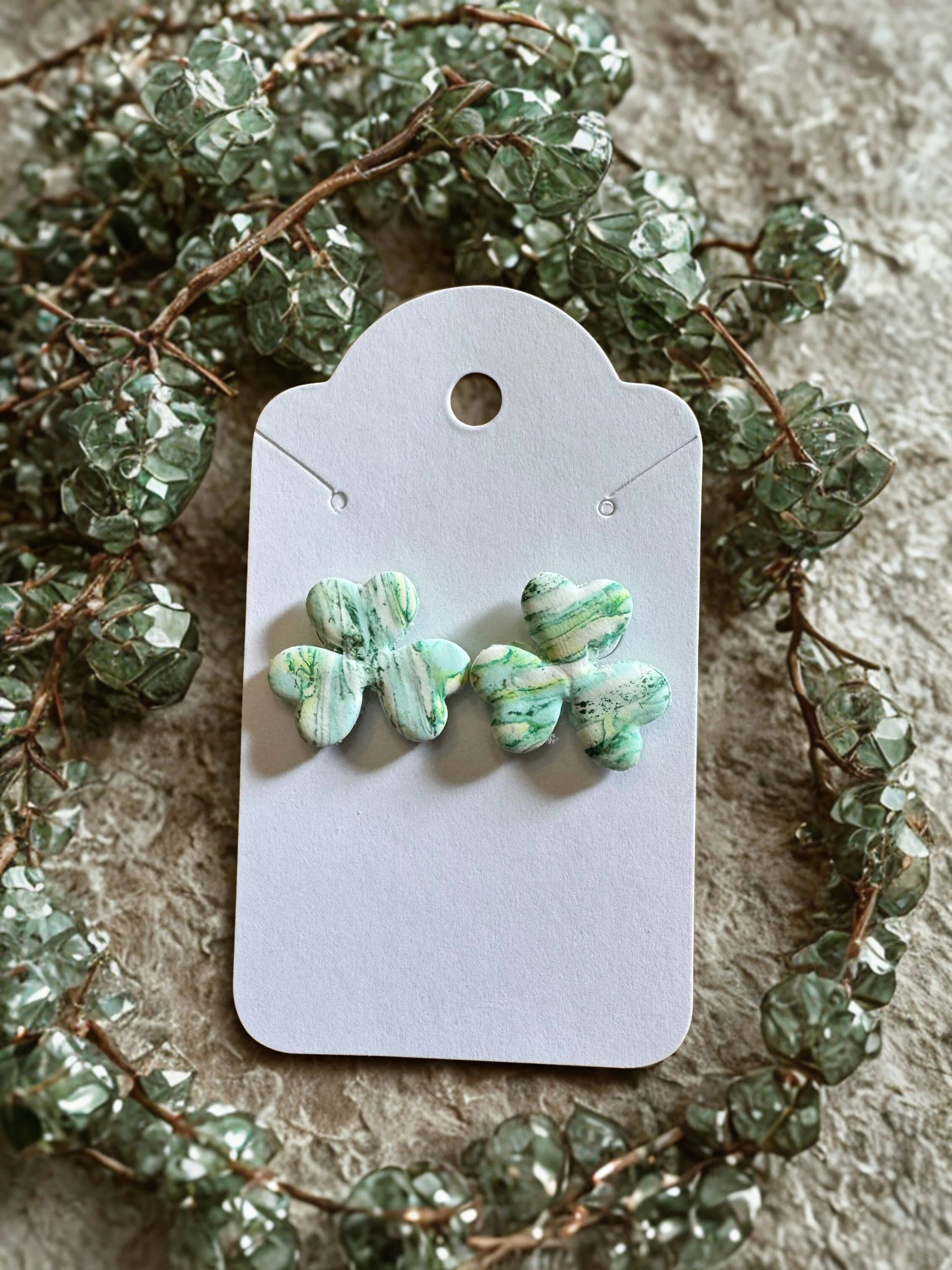 Multi Green Shamrock Studs