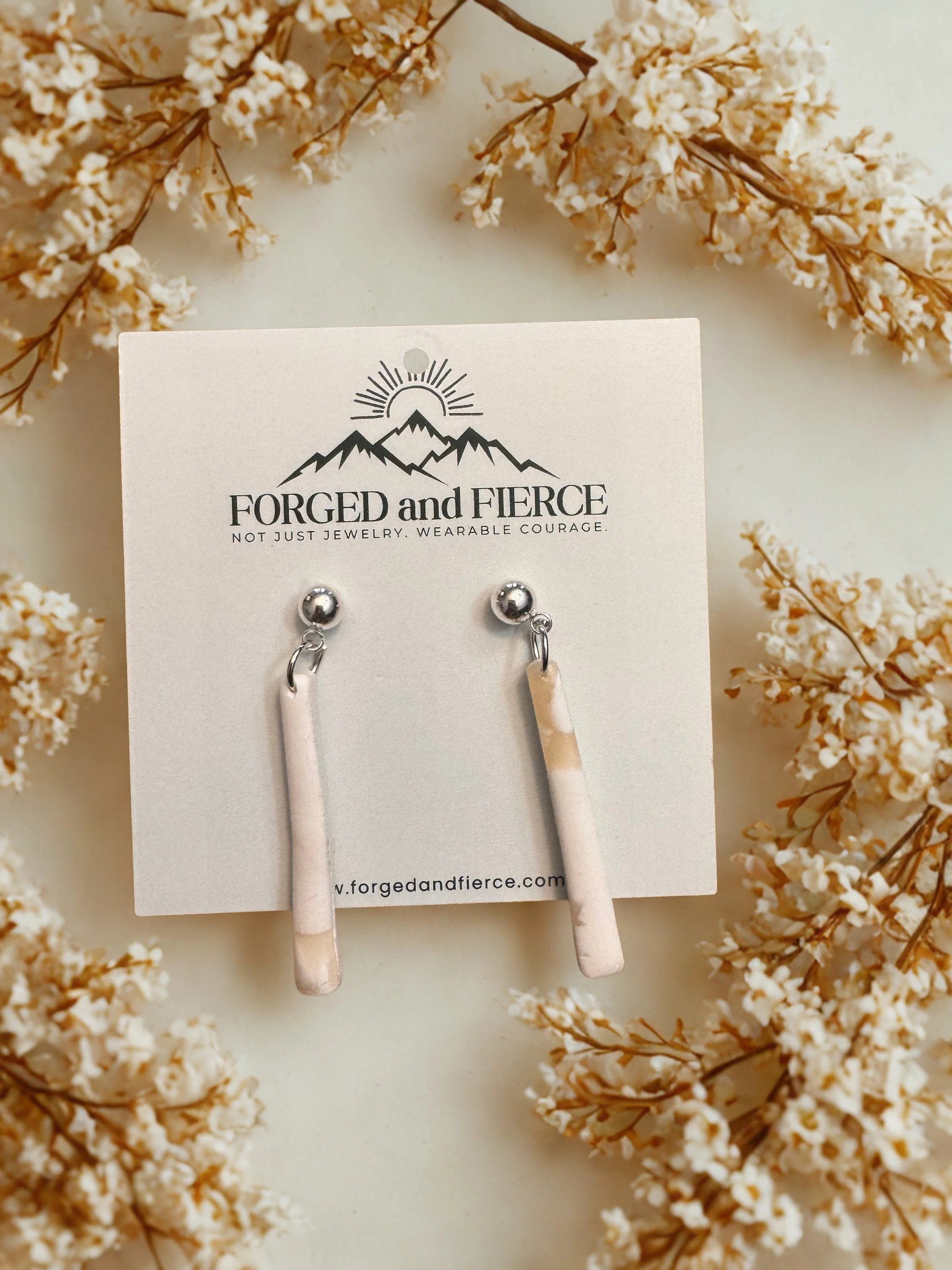 White and Cream Line- Silver Stud