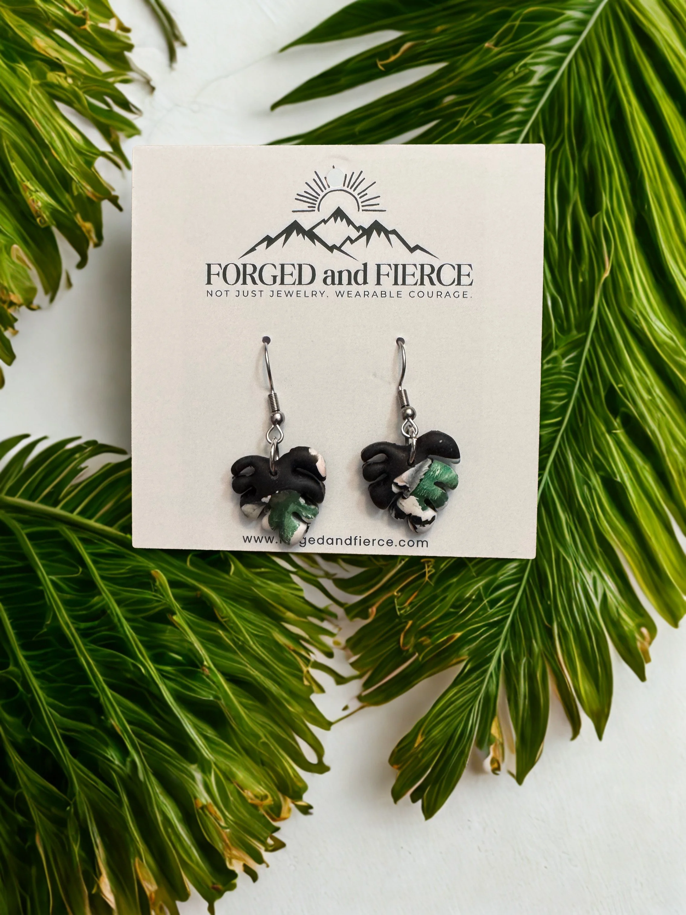 Small Black Tropical Monstera- Silver Hook