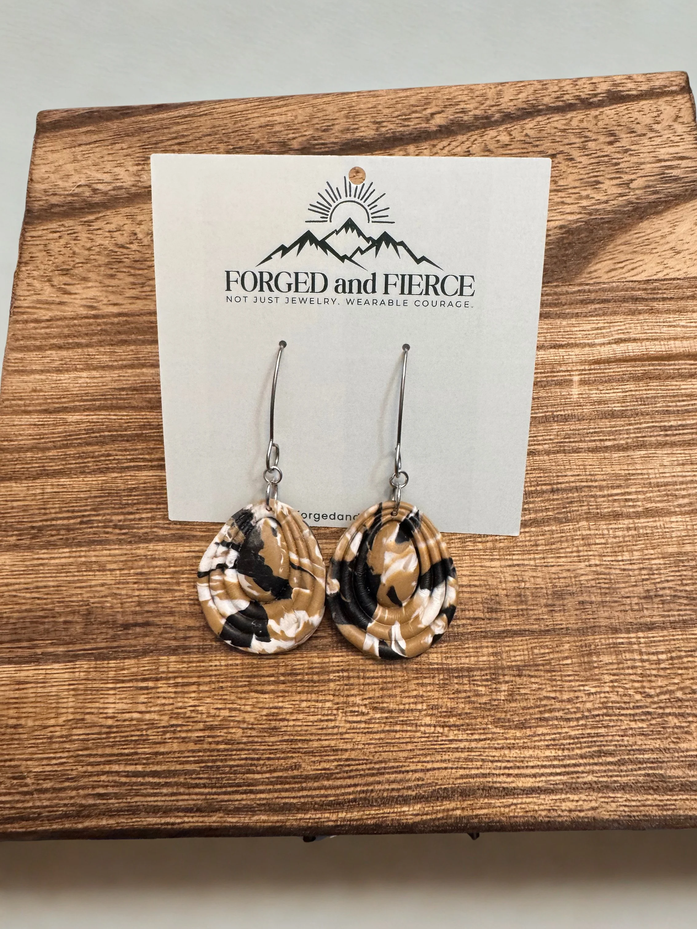 Brown and Black Geometric- Silver Hook