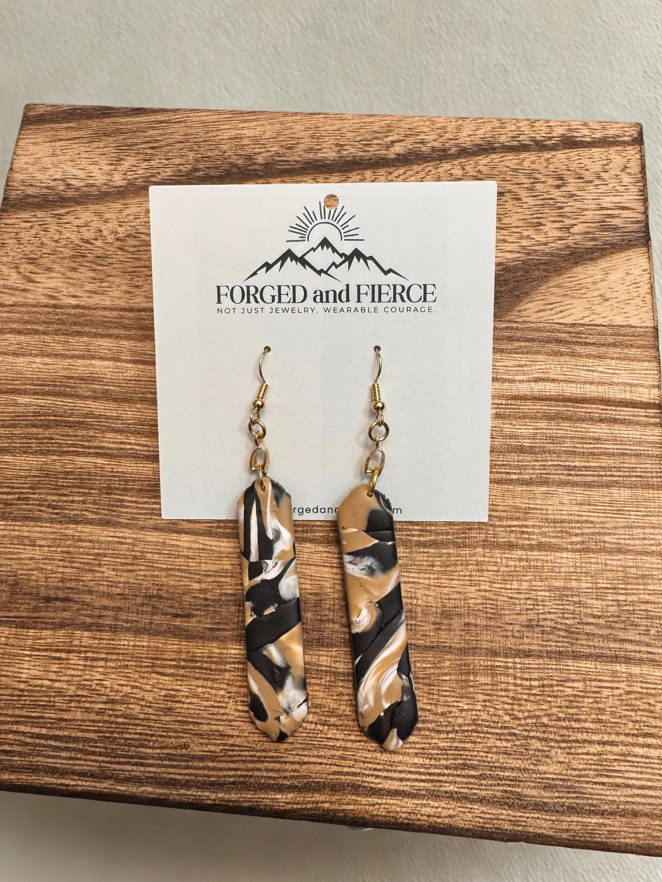 Brown and Black Dangle- Gold Hook