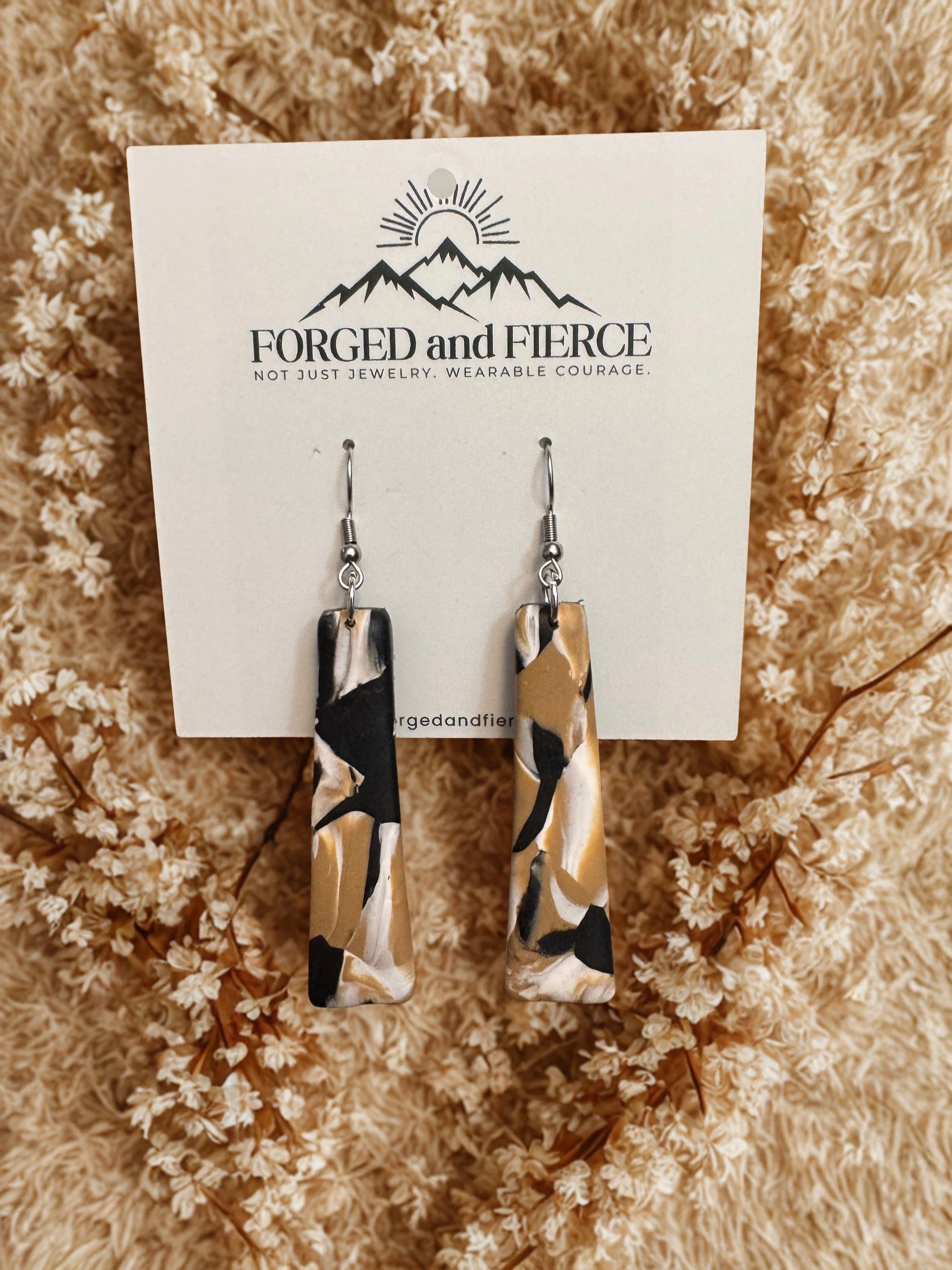 Brown and Black Dangle- Silver Hook