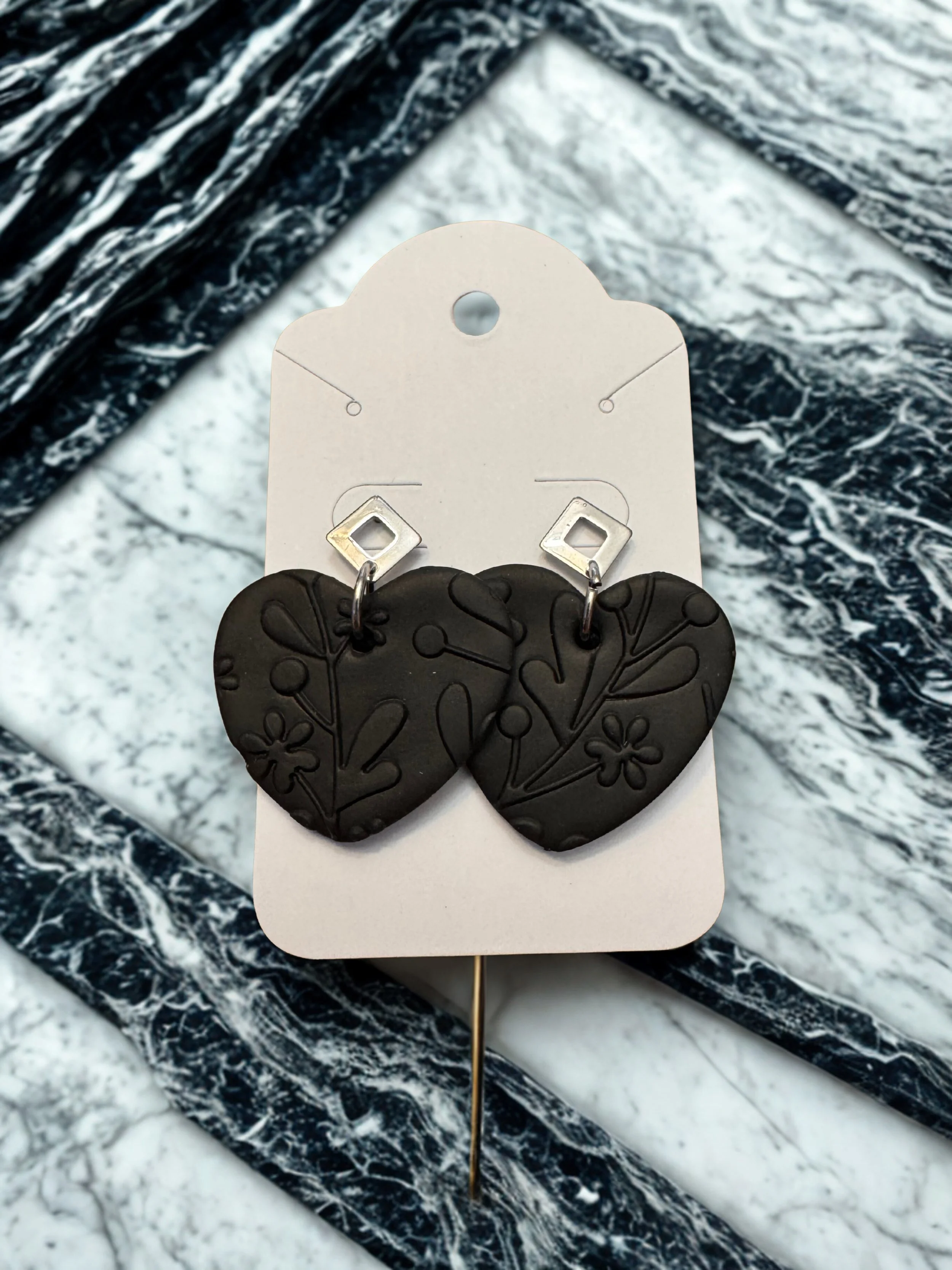 Black Embossed Hearts