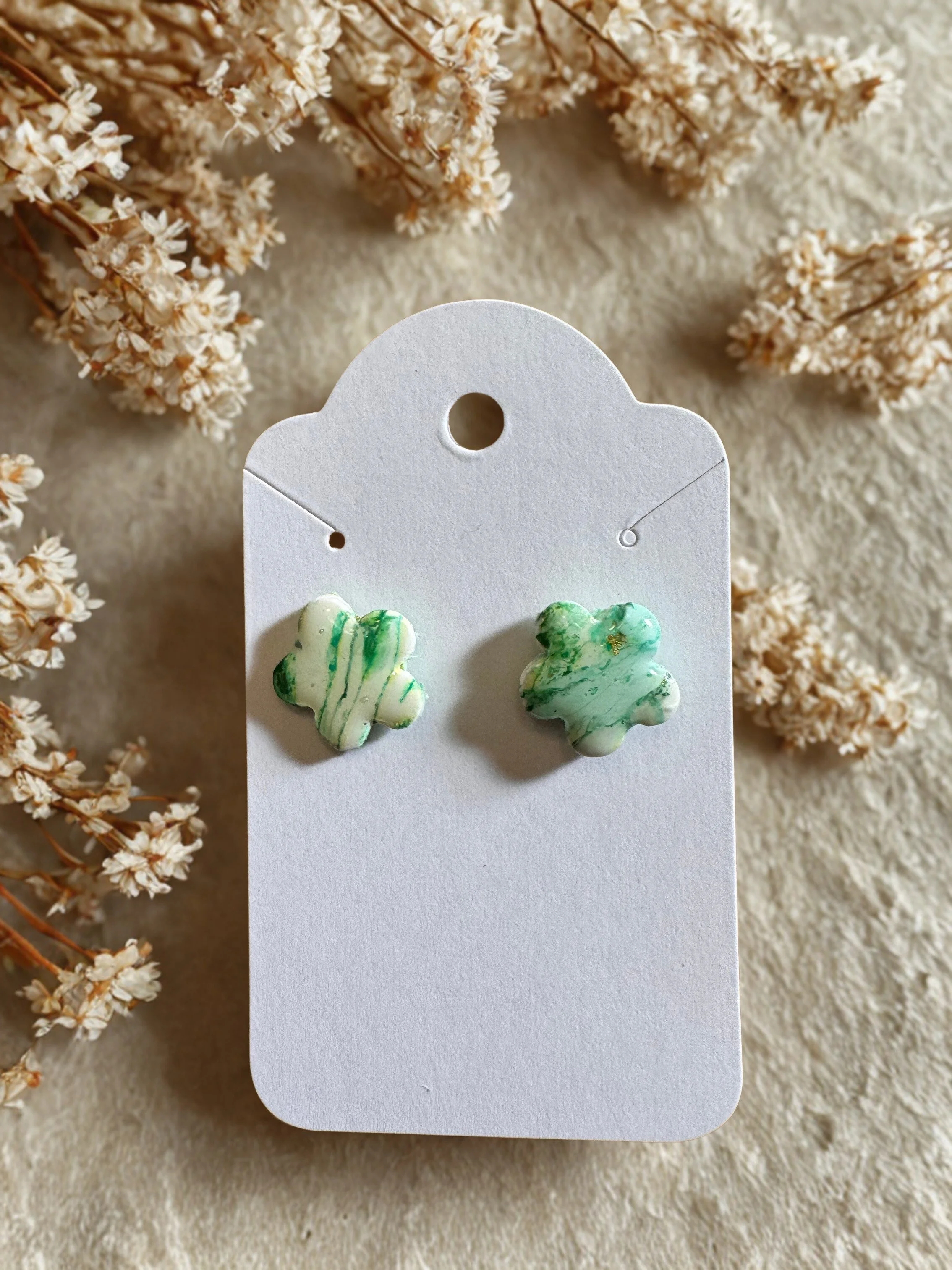Multi Green Flower Studs