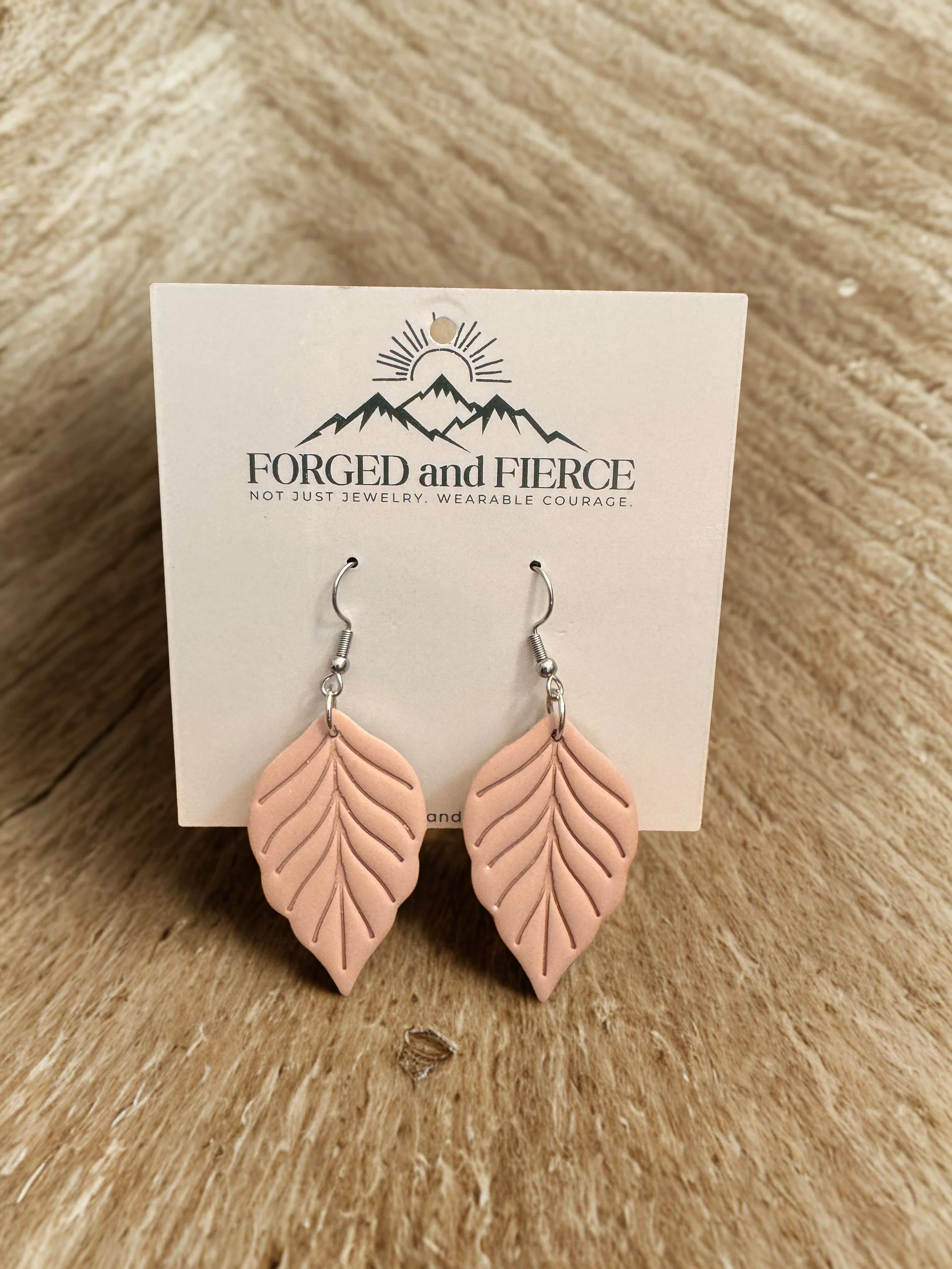 Pink Leaf- Silver Hook
