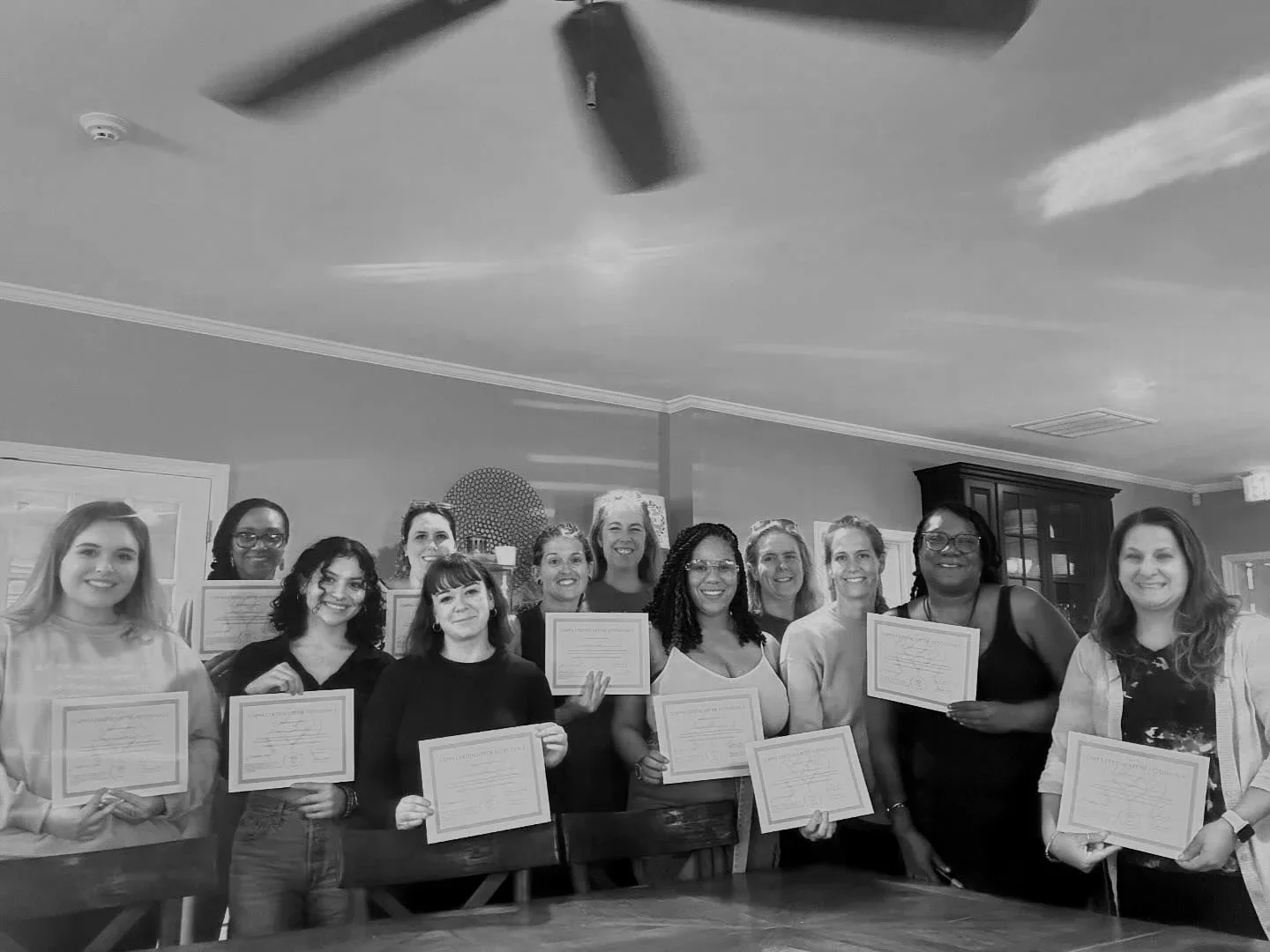 Group of women completing a labor doula training in North Carolina.