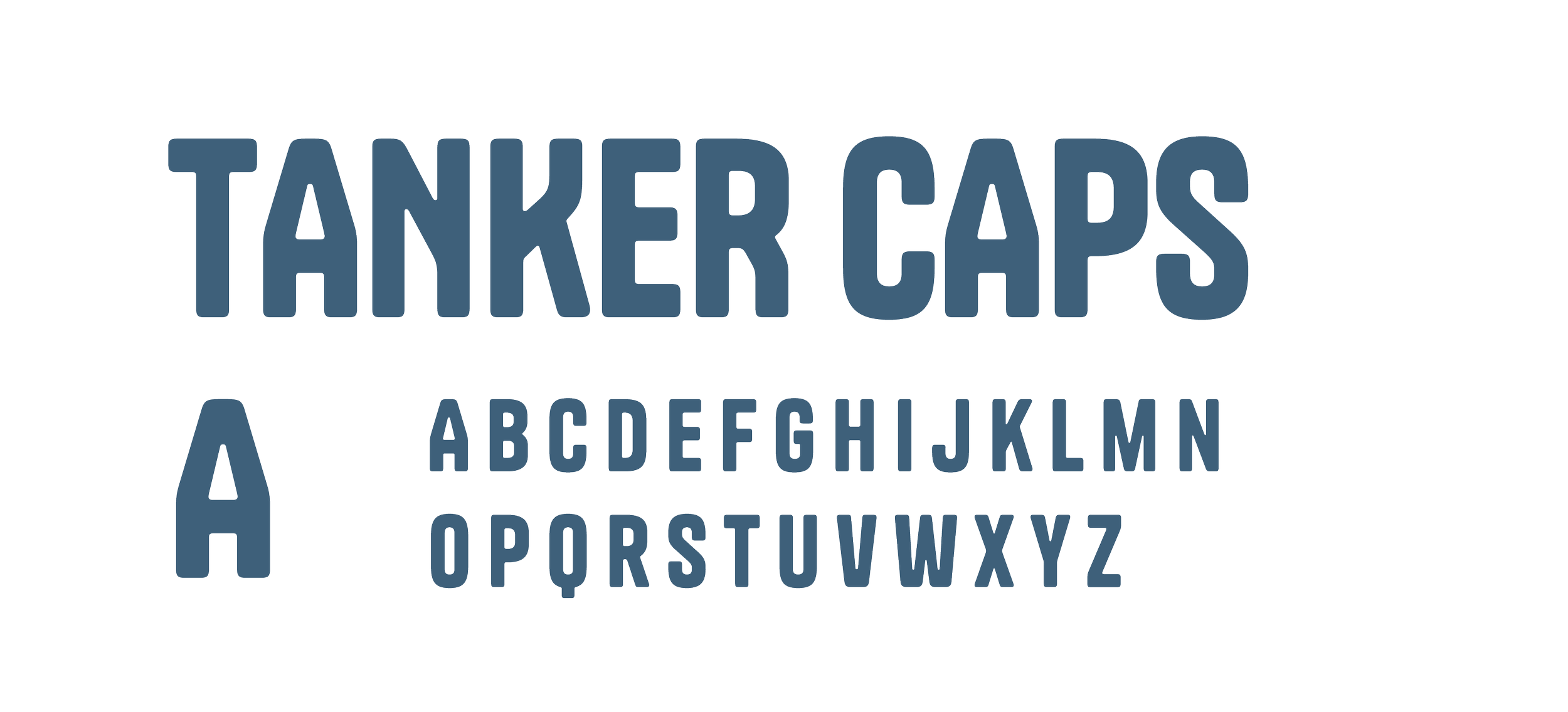 Graphic showing different styles of tanker caps with the letter A highlighted, and an alphabet chart beneath.