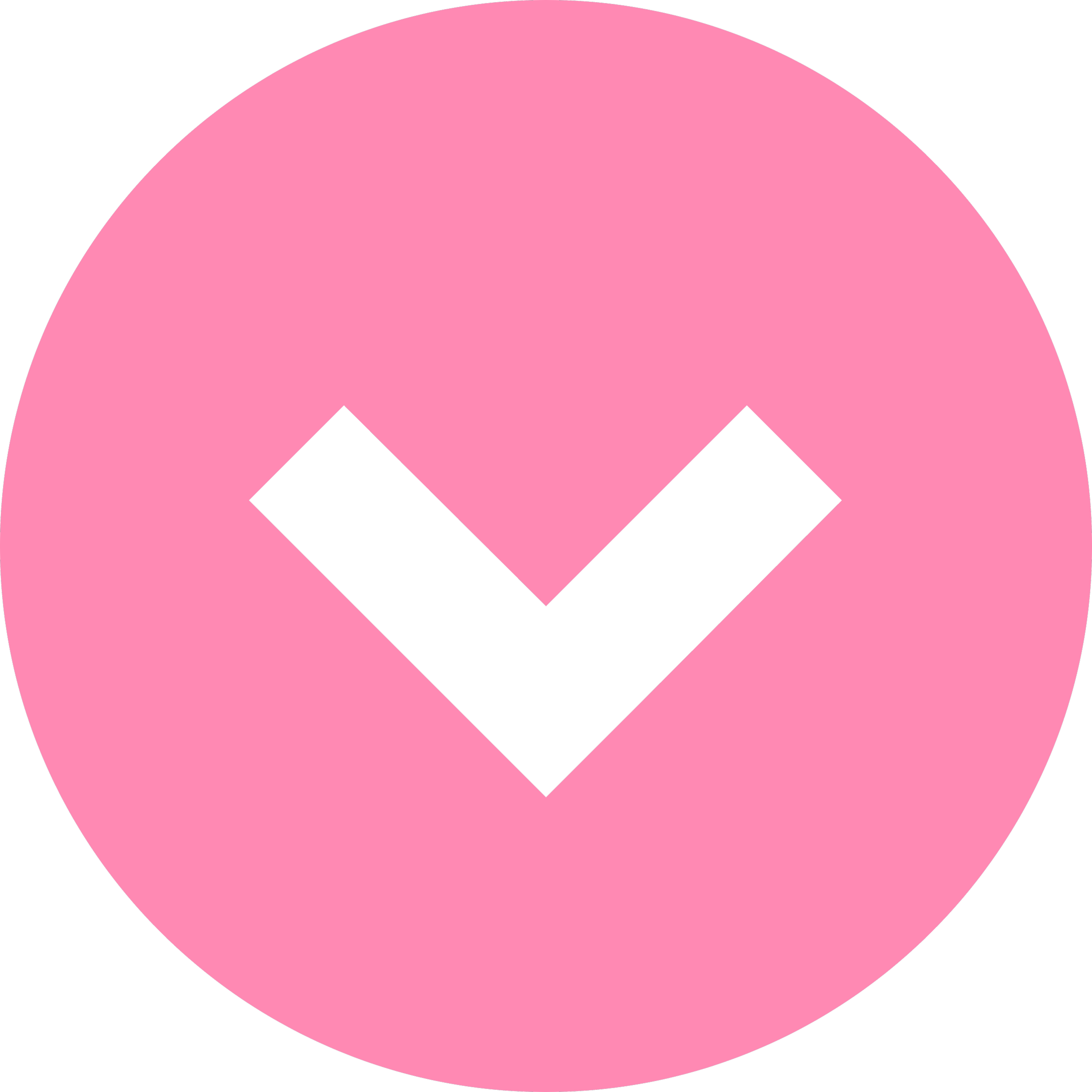 Pink circle with a thick white checkmark in the center.