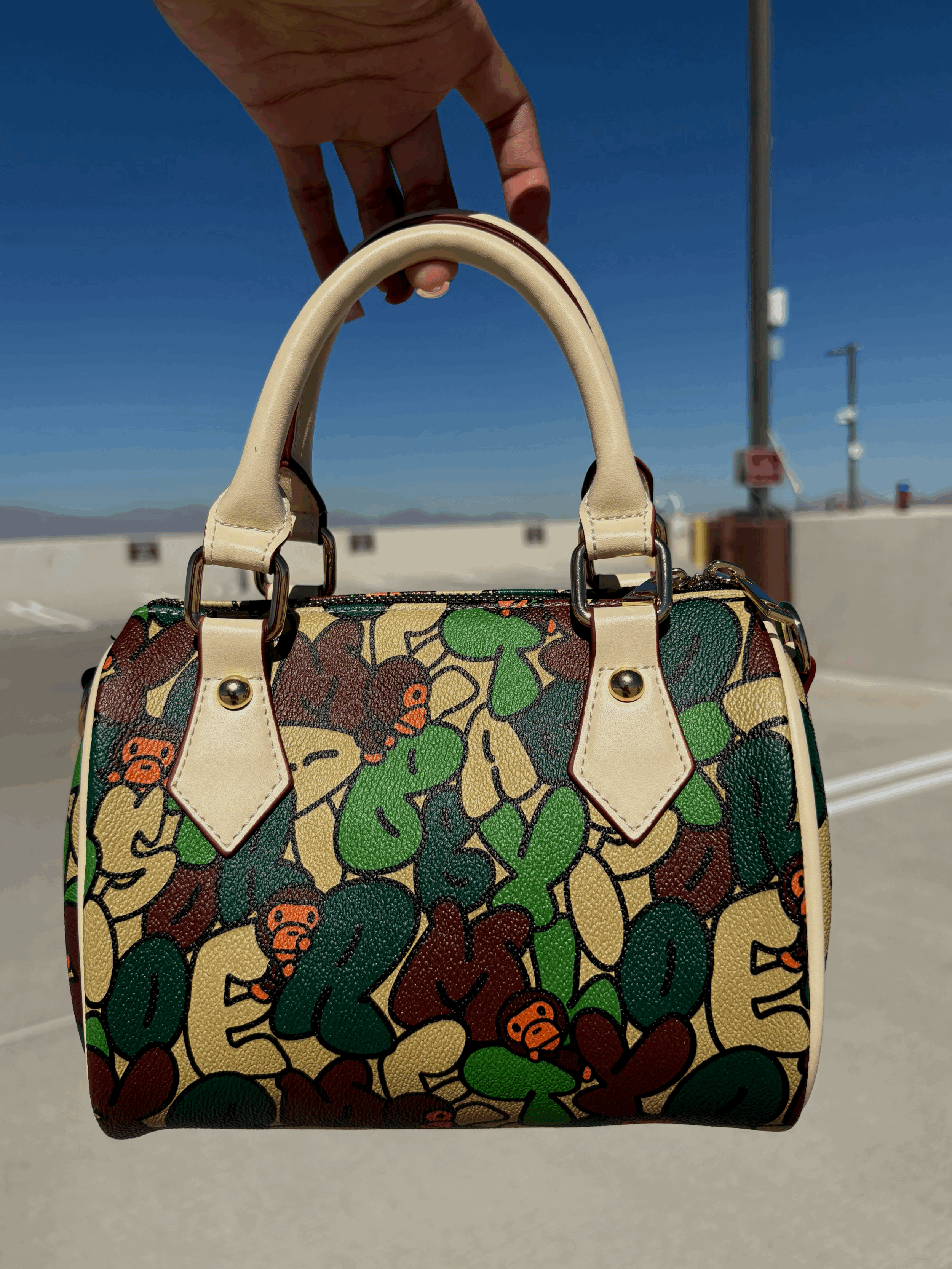 Green Bape Text Pillow Bag