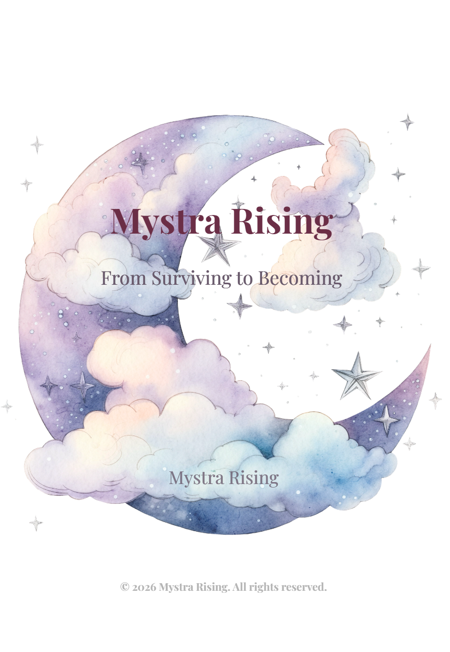 From Surviving to Becoming book cover by Mystra Rising.