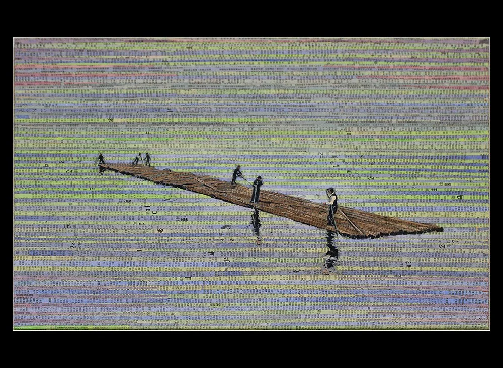 Log Floating (2023; collage)