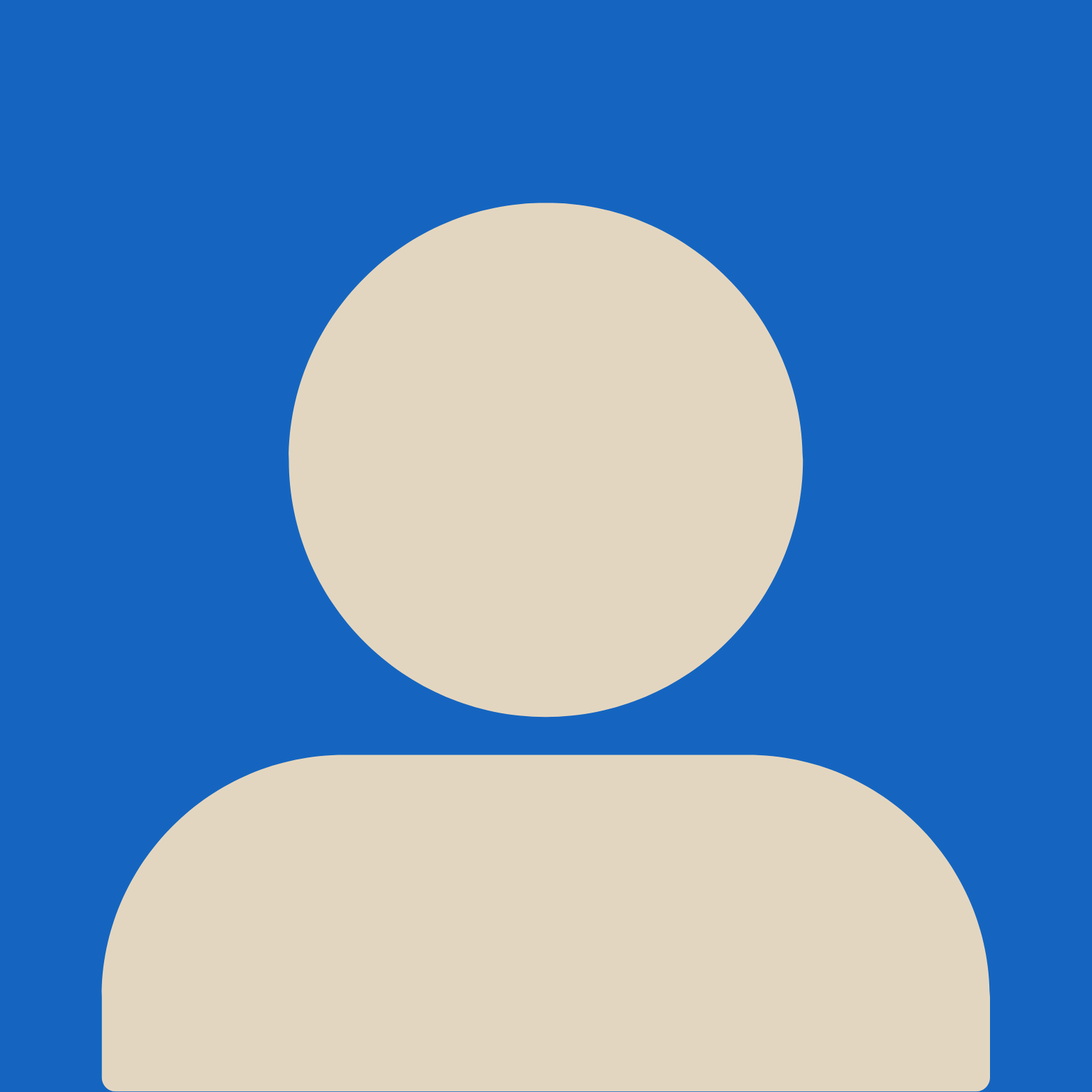 Placeholder image of a user icon with a beige head and shoulders on a blue background.