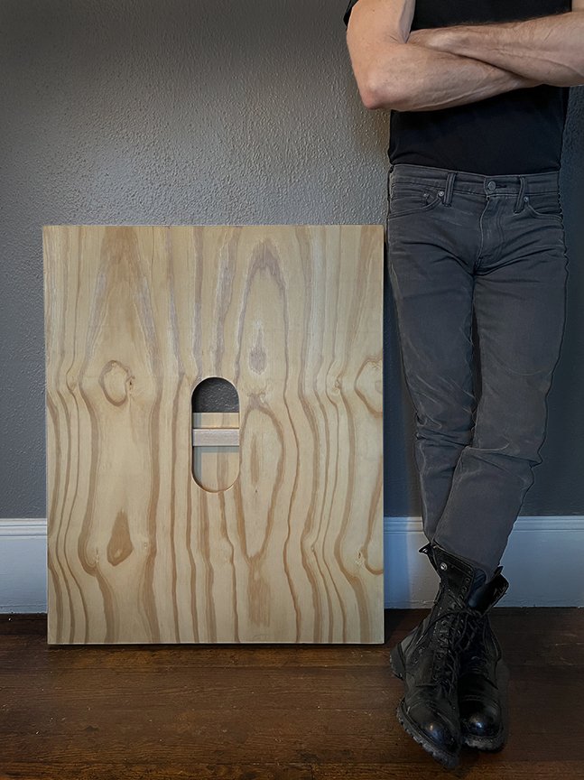 PortaWoody glory hole folded against wall