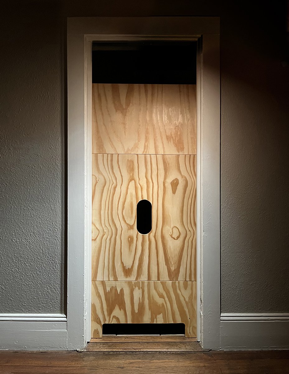 PortaWoody glory hole installed in interior doorway