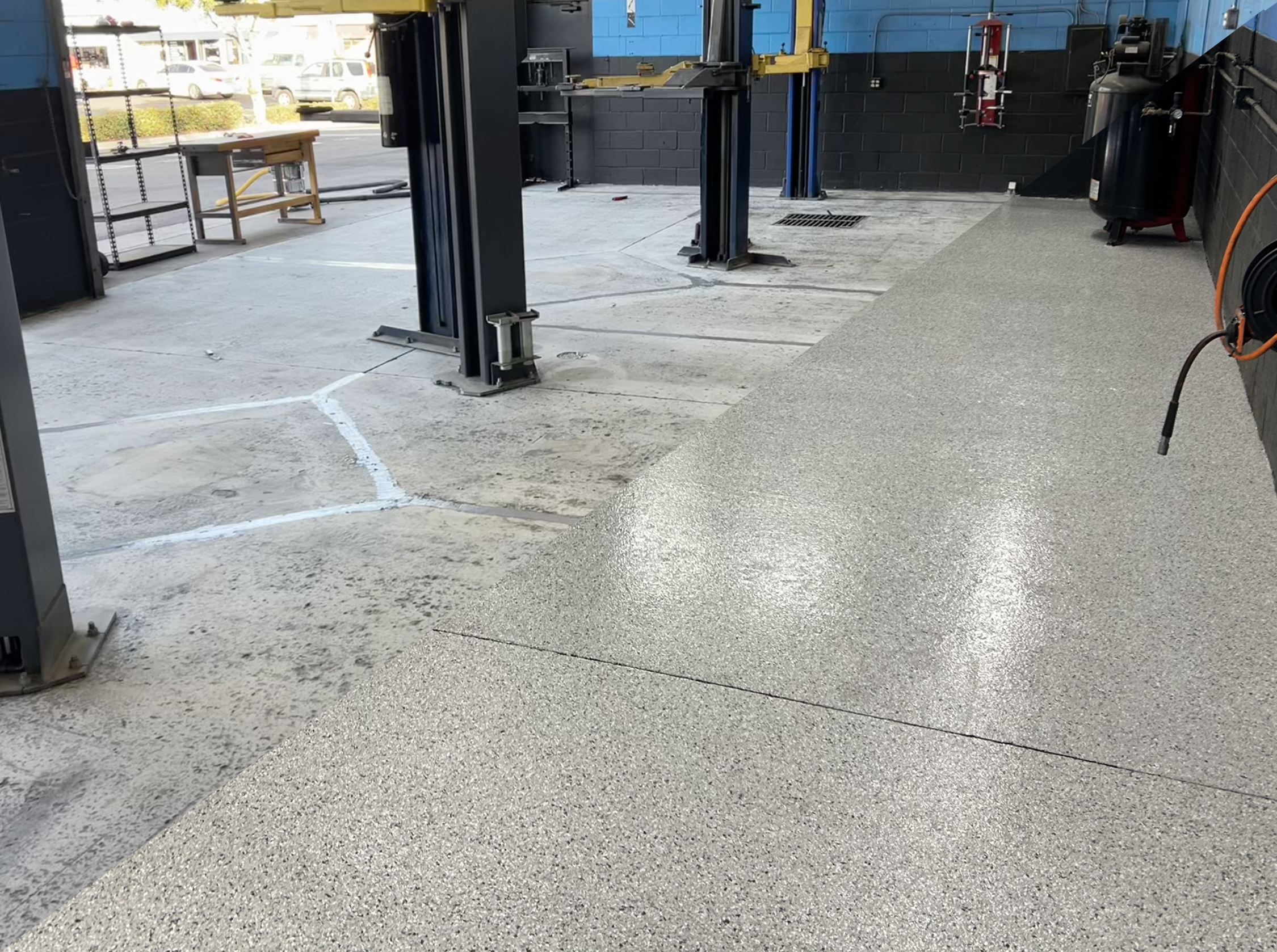 auto workshop epoxy floor full chip system 