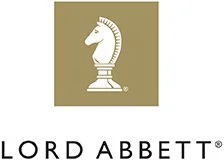 Logo with a white knight chess piece on a gold background and the text 'LORD ABBETT' below.