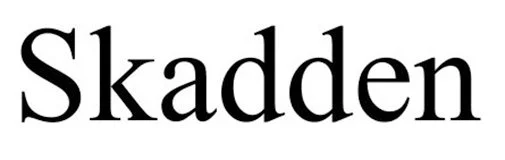 The word 'Skadden' in black serif font on a white background.