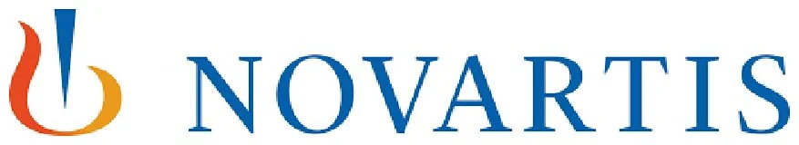 Novartis logo with the company name in blue text