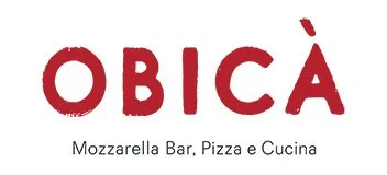 Obicà logo with text 'Mozzarella Bar, Pizza e Cucina'