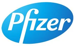 Pfizer logo on a blue background