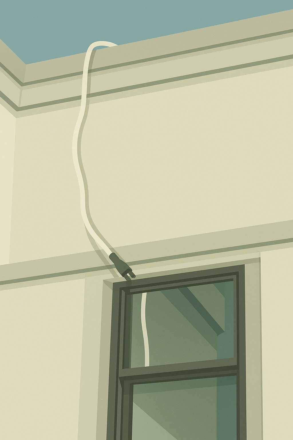 Flat Solar Cable Coming through window