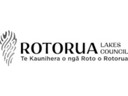 Logo of Rotorua Lakes Council with text in English and Māori