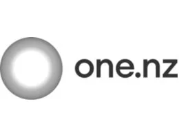 Logo of one.nz featuring a gray gradient circle and black text.