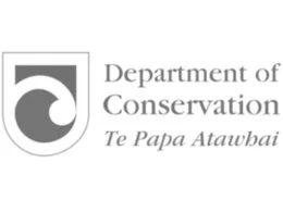 Logo of the Department of Conservation featuring a stylized wave or leaf, with the text 'Department of Conservation' and 'Te Papa Atawhai' beneath.