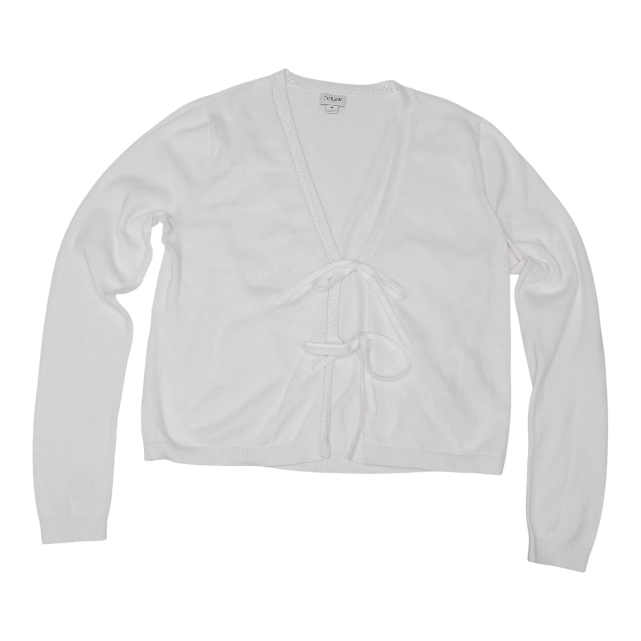 J. Crew White Tie-Front Cardigan – Size M