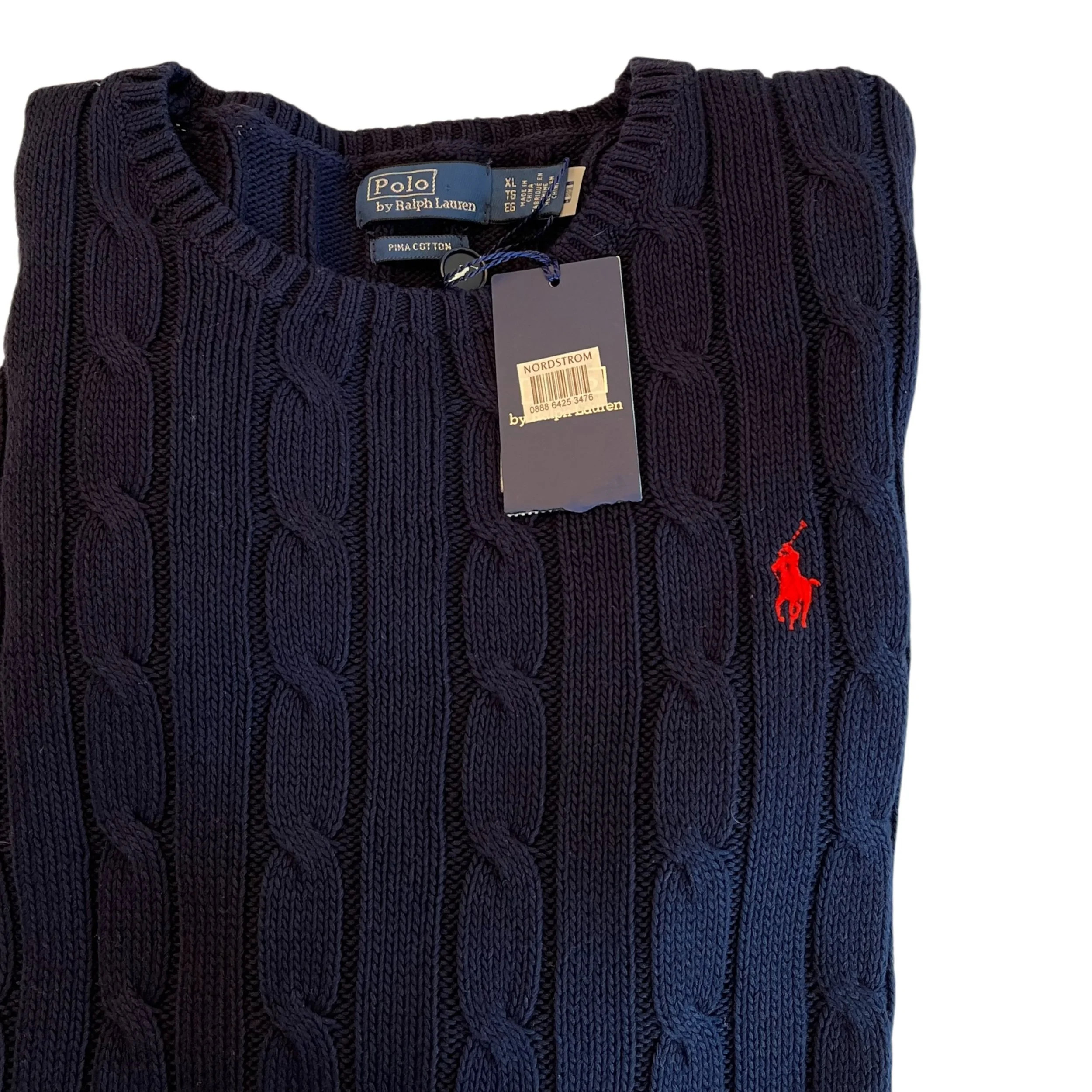 Polo Ralph Lauren Cable-Knit Pima Cotton Crewneck Sweater - Size Extra Large