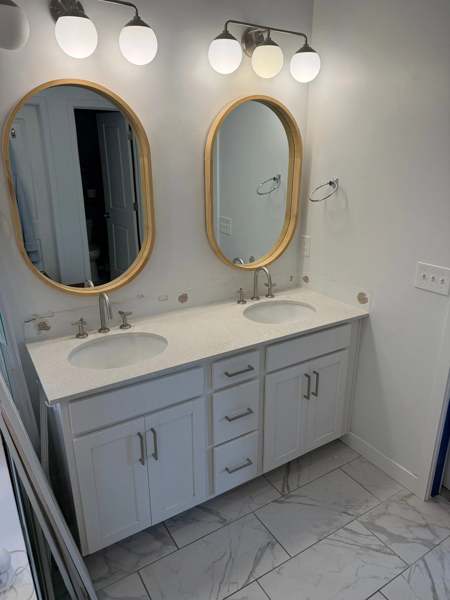 Finished up a clean double vanity today. Two faucet and drain assemblies set on the counter with tidy, consistent spacing and clean edges around the bowls. Straightforward job done with careful layout and a steady hand.

Please call/text 801-808-1236