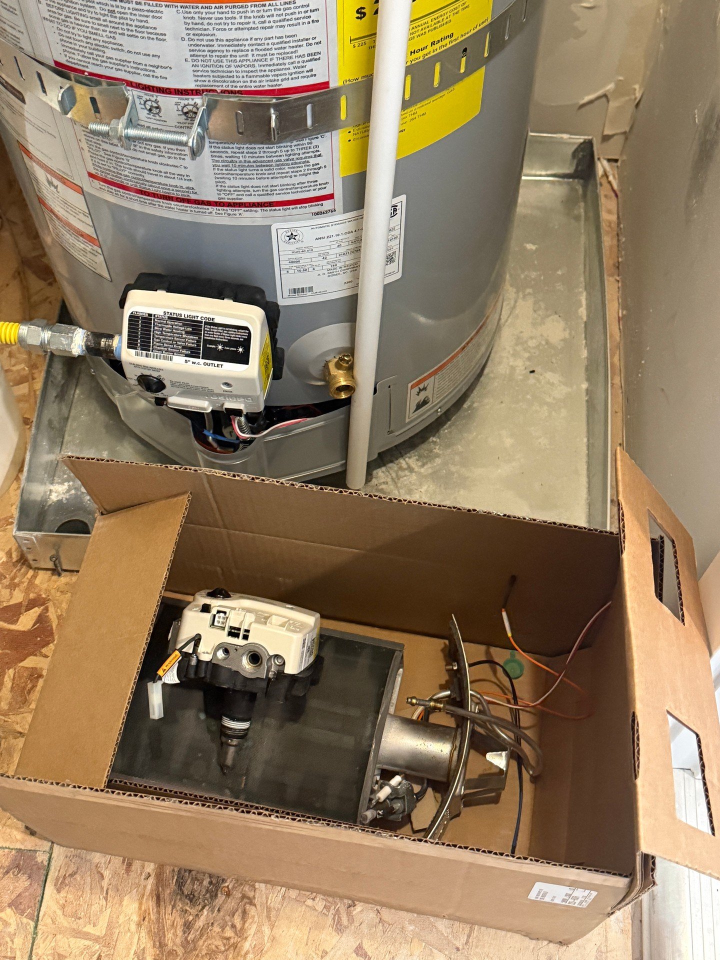 Pulled the burner assembly on this gas water heater for a careful once-over. Cleaned components, checked the gas control and wiring, then buttoned it back up and tested. Quiet, thorough work that keeps the hot water steady.

Please call/text 801-808-