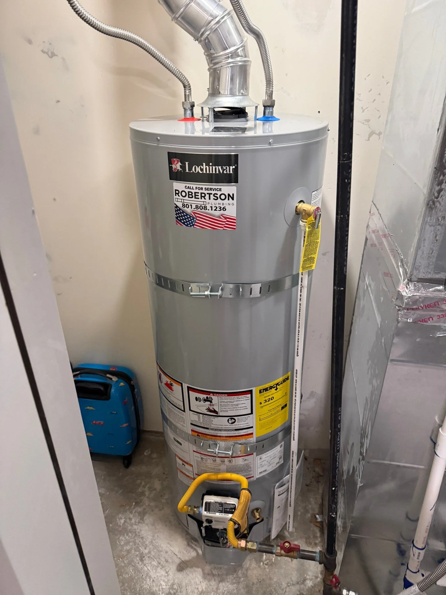 Wrapped up a classic water heater install this afternoon. Vent pipe is set clean, flex connectors up top for easier service, clear red/blue water lines, and a yellow gas flex with a little give. Pressure relief valve sits on the side where it&rsquo;s