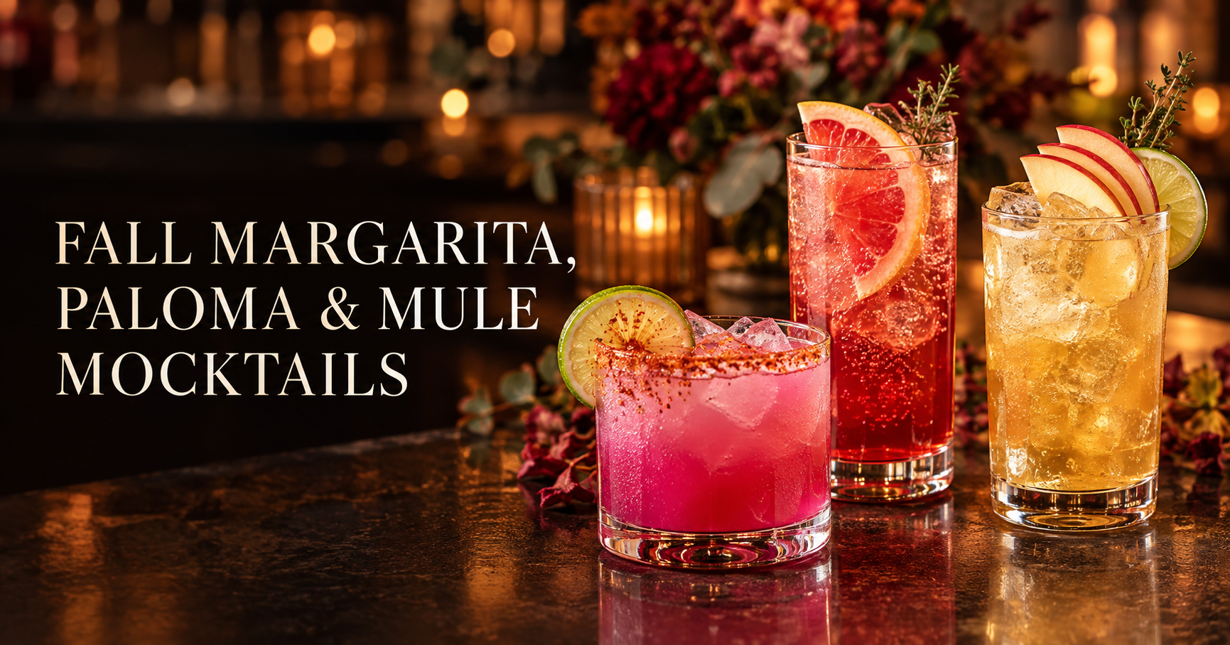 Fall Margarita, Paloma and Mule Mocktails for Texas Events