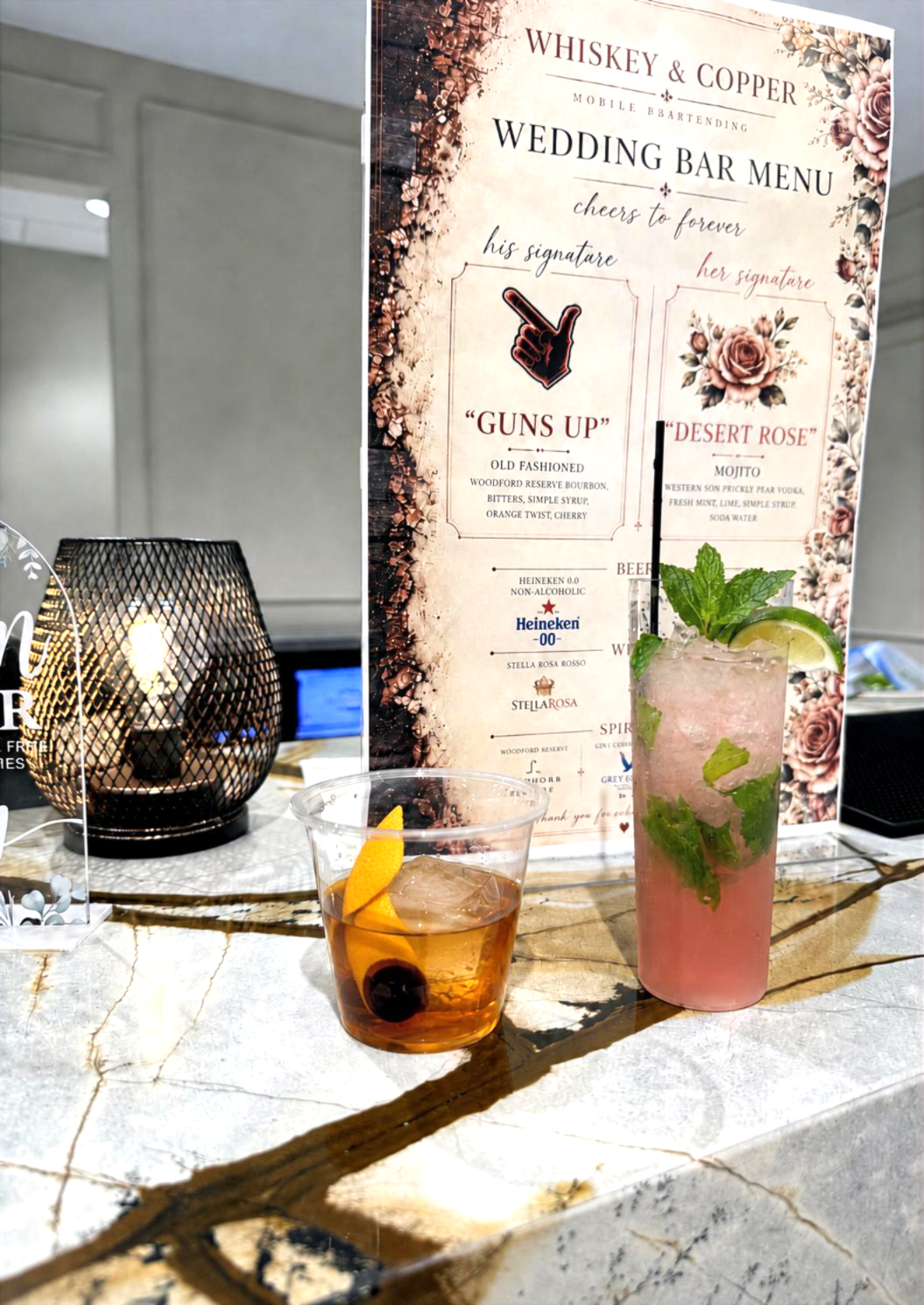 Two Signature Cocktails for a Wedding at Dreams Hall in Dallas