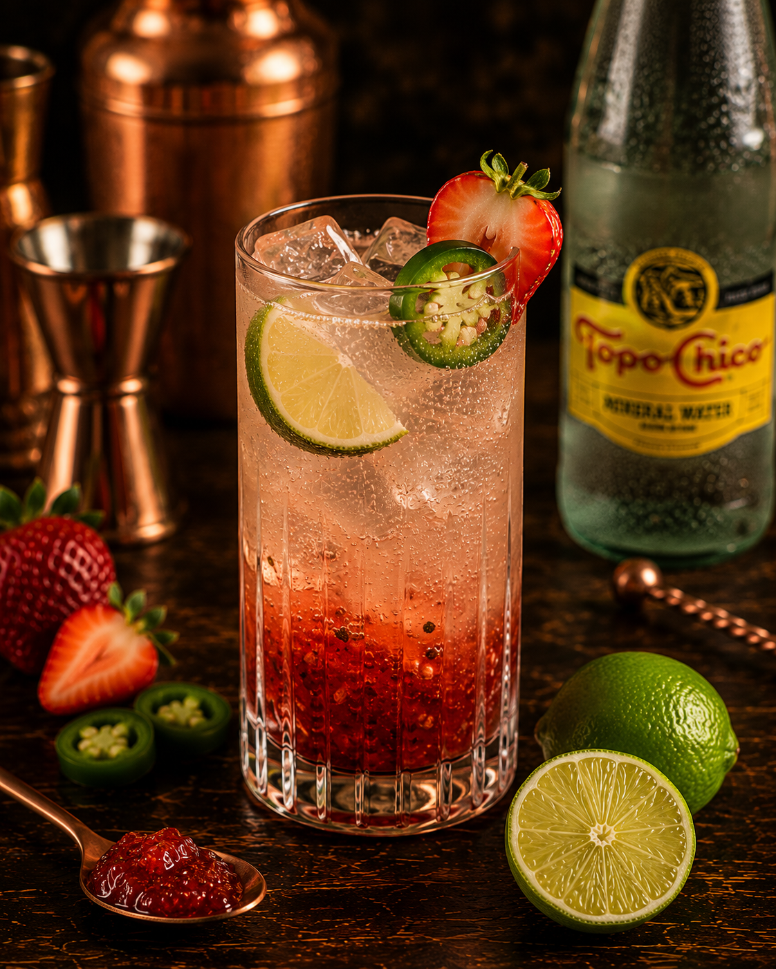 strawberry-jalapeno jam spritz