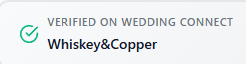Verified badge on Whiskey&Copper Wedding Connect