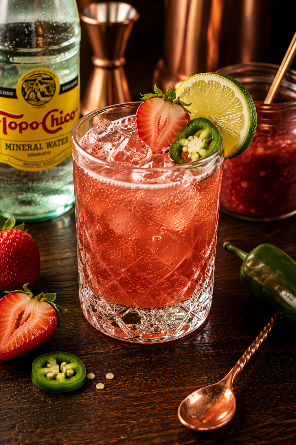 Strawberry Jalapeno Jam Spritz
