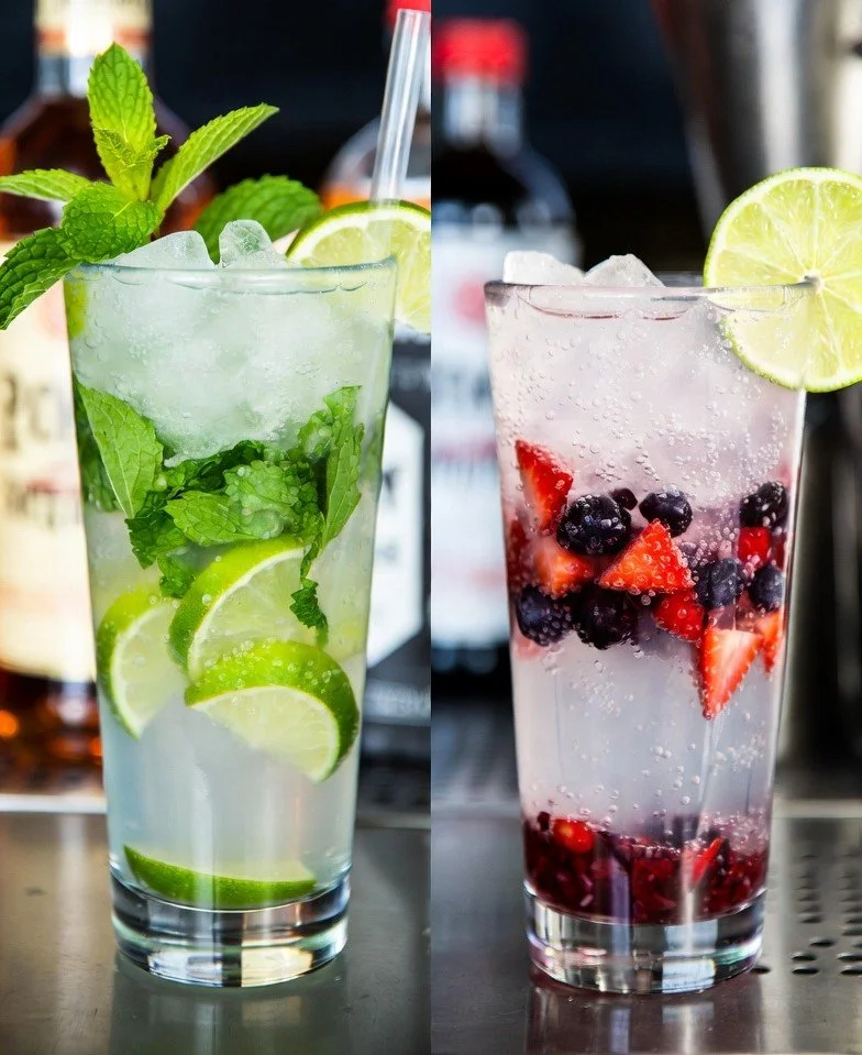 virgin mojito and berry mocktail