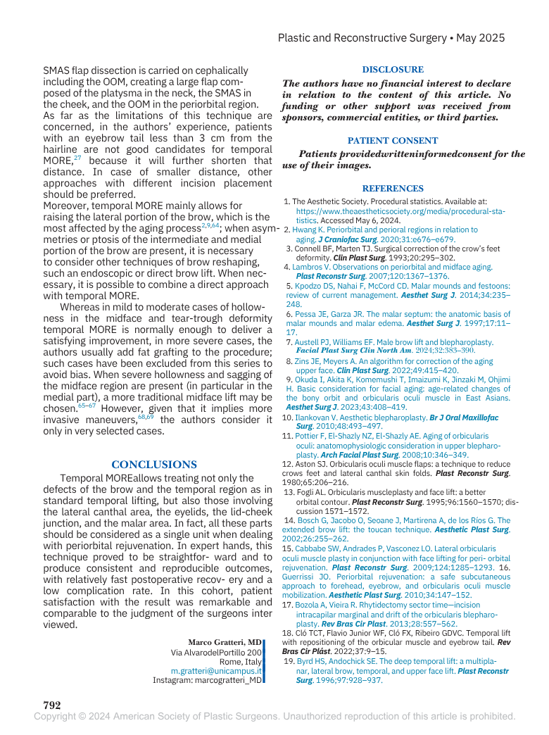 Testo di un articolo scientifico sulle tecniche di chirurgia ricostruttiva e estetica del naso, con riferimenti e conclusioni.