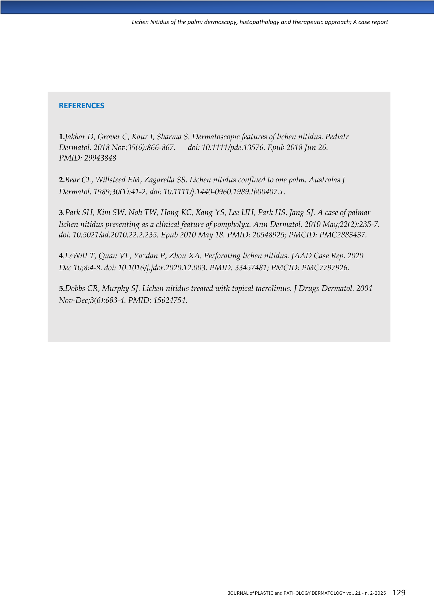 Pagina di un articolo di rivista con riferimenti bibliografici in italiano