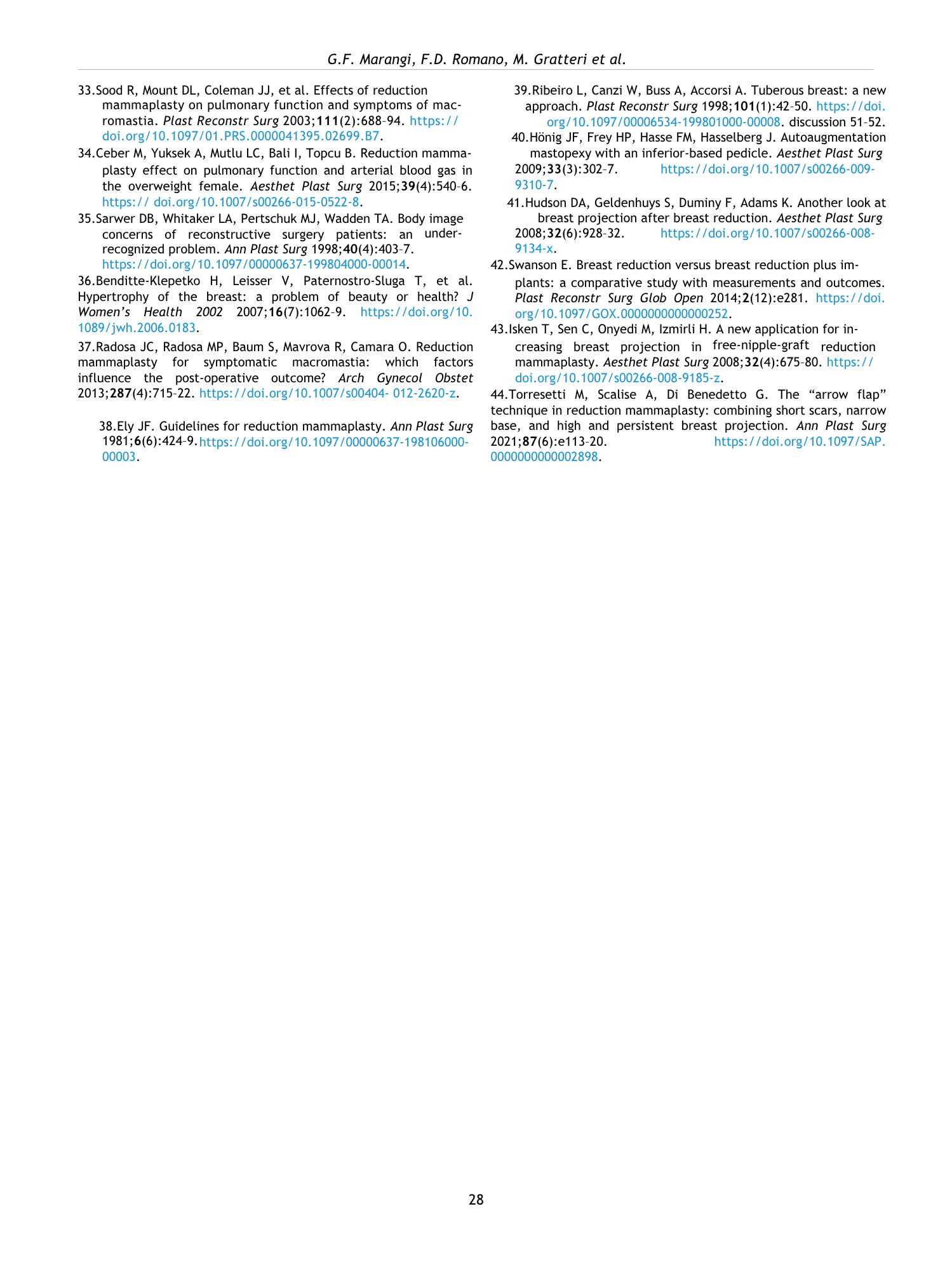 Pagina di un documento accademico con riferimenti bibliografici su medicina e chirurgia, inclusi articoli e studi sovrapposti in un layout formale.