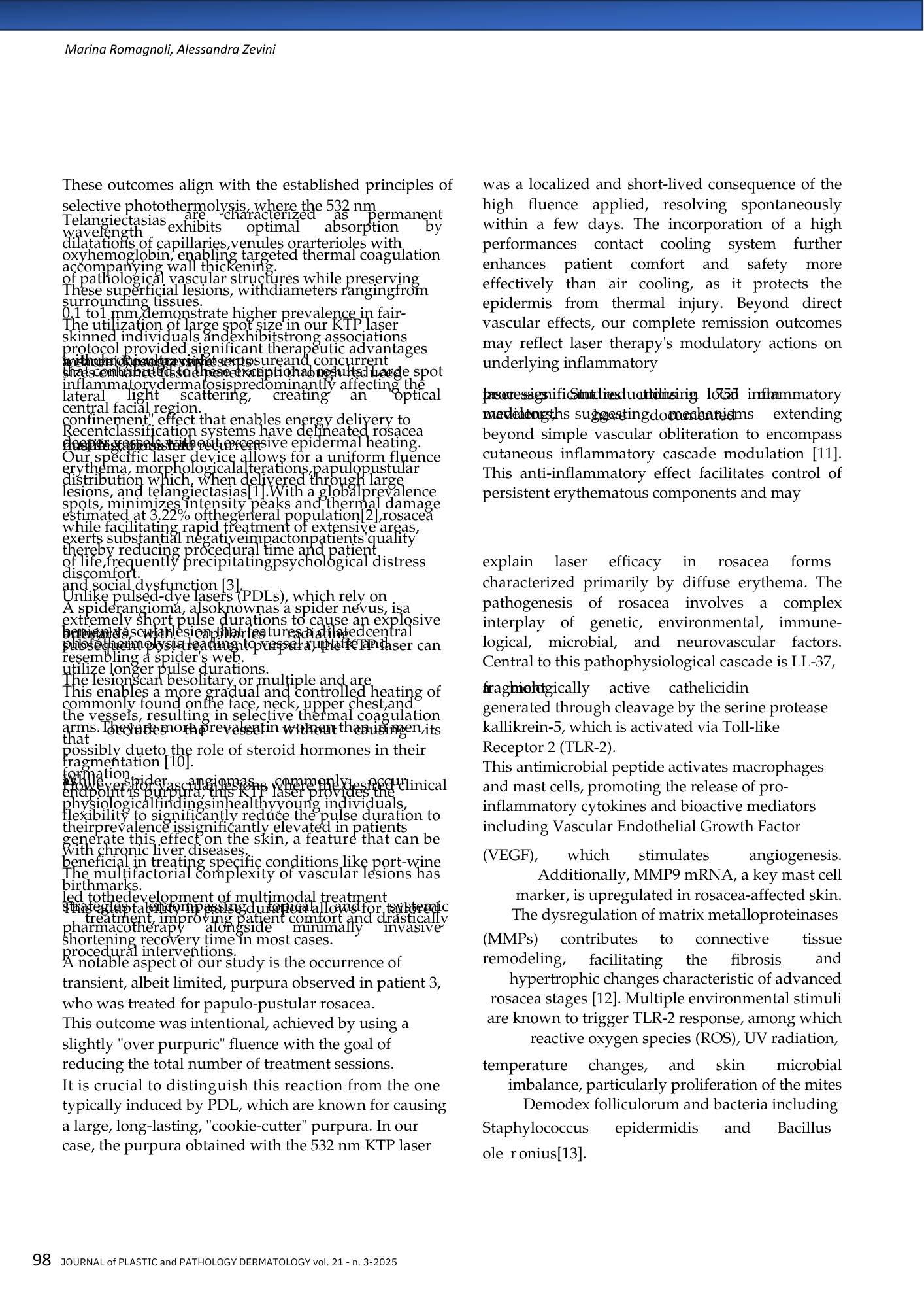 Pagina di rivista scientifica con testo in inglese, titoli e autori, con alcune parti di testo sovrapposte e distorte.