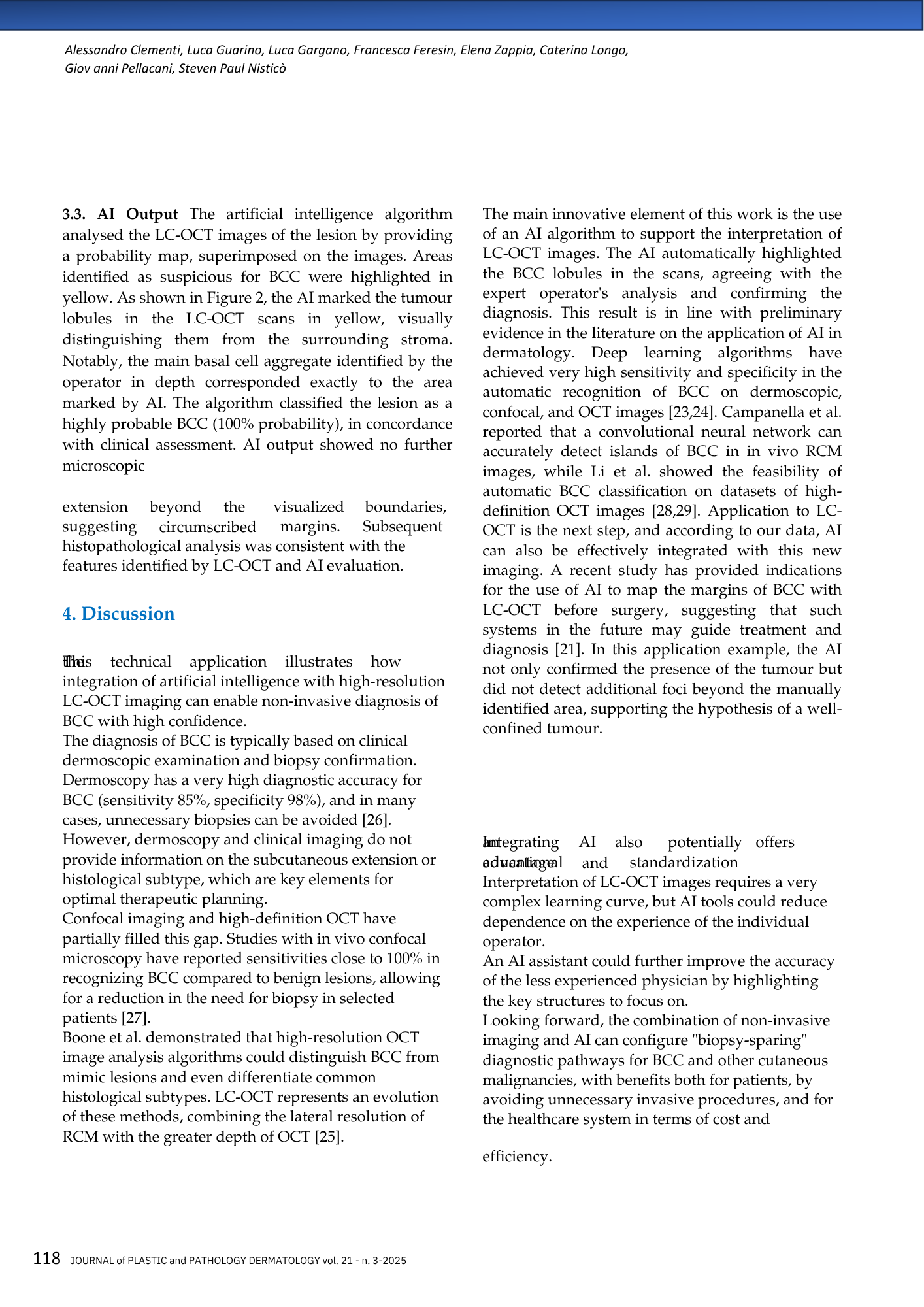 Pagina di un articolo scientifico con testo in inglese, autore e numero di pagina, evidenziando la sezione 'Discussion'.
