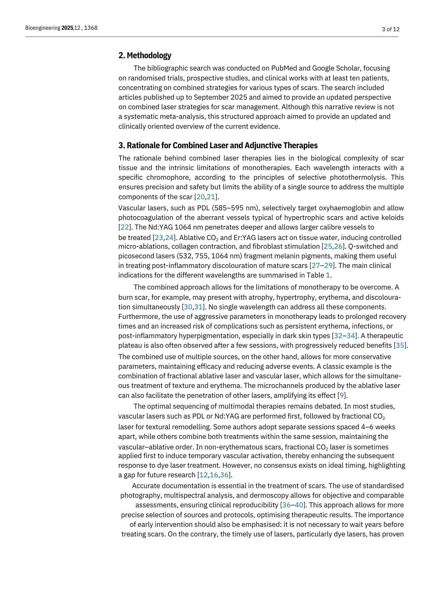 Testo accademico su metodologia e laser combinati per la gestione delle cicatrici in scienze della biomedicina.