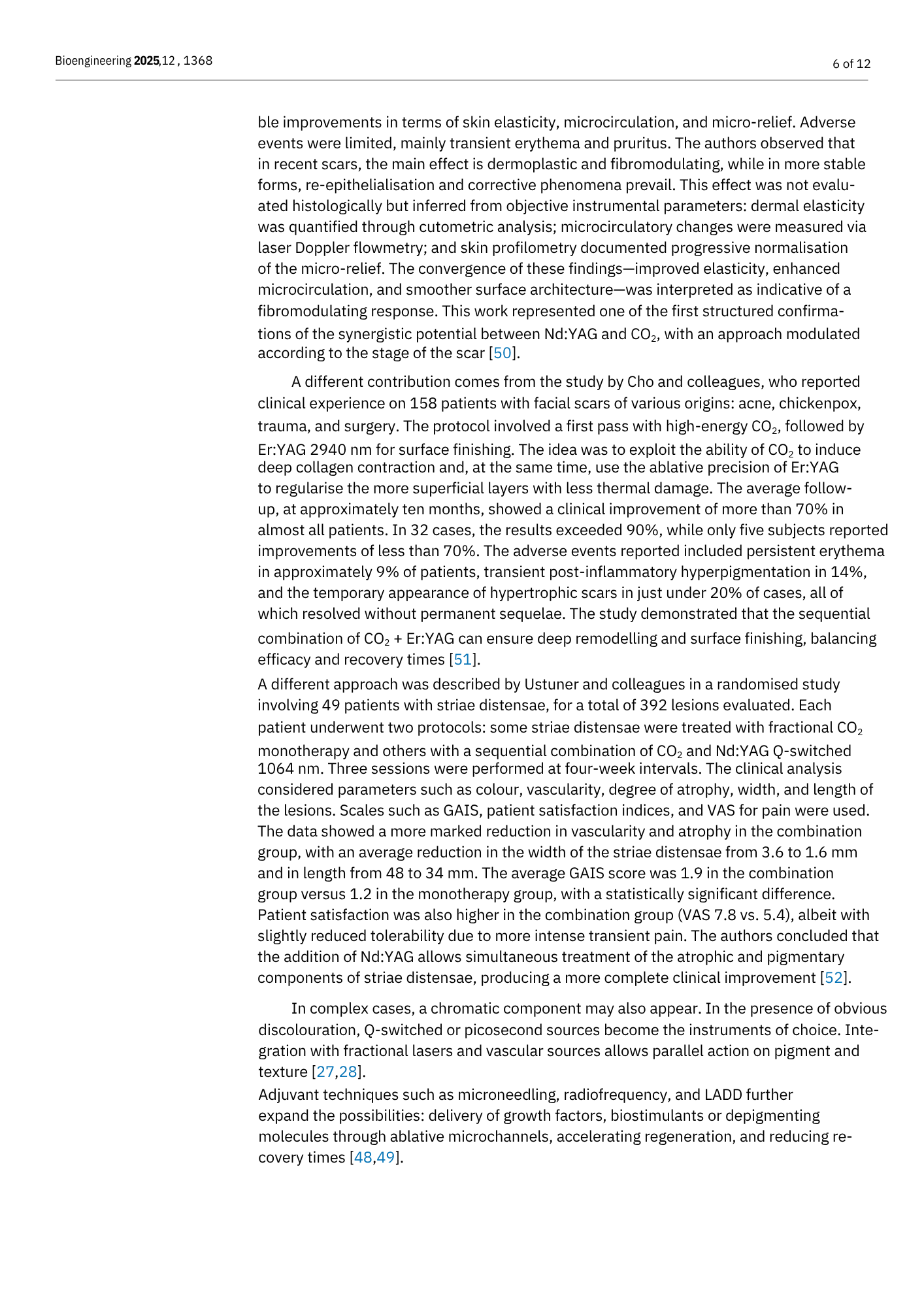 Pagina di un articolo scientifico con testo in inglese e intestazione Bioengineering 2025
