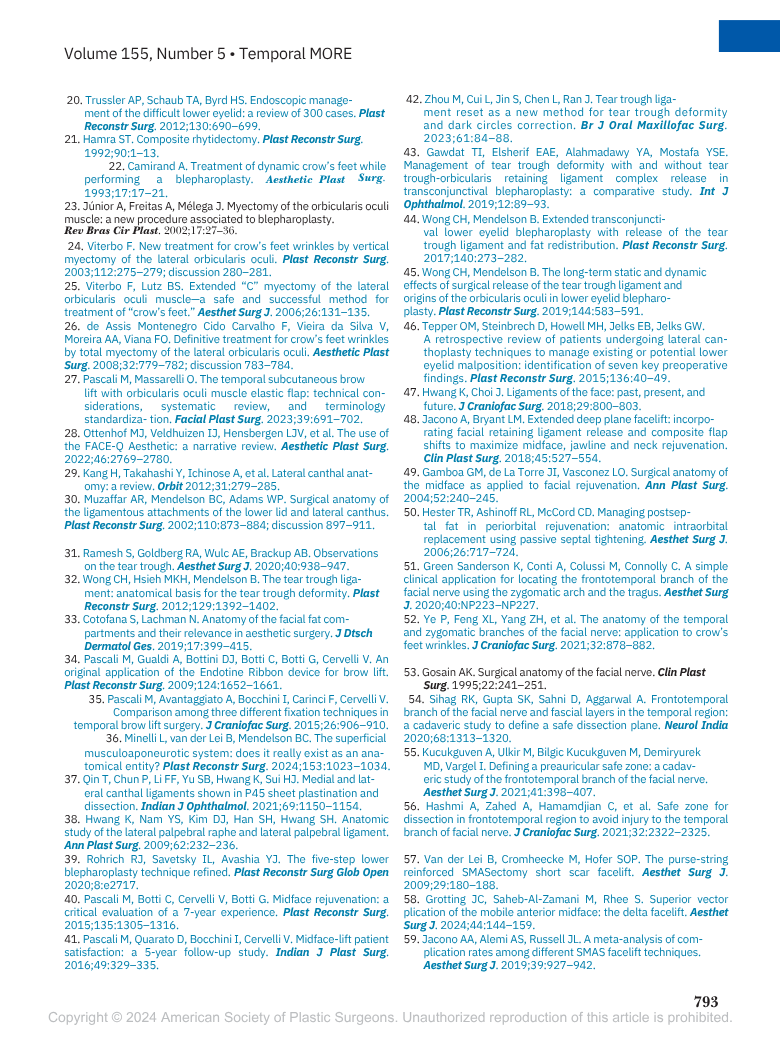 Pagina di un articolo con numerazioni, titoli e riferimenti bibliografici, incentrata sulla chirurgia plastica e ricostruttiva, con testo in inglese e alcune parti in italiano.