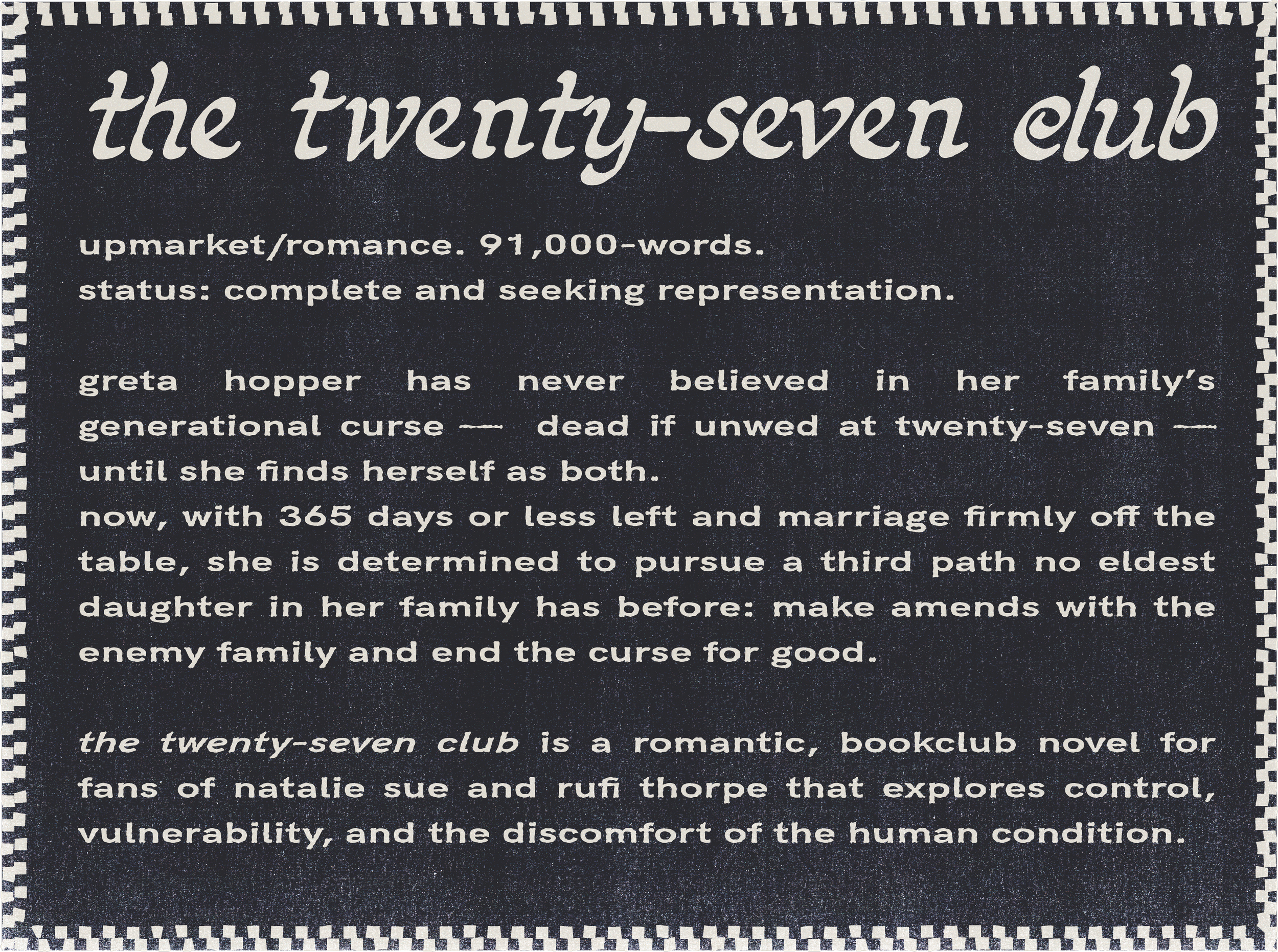 helly zephyr greck writes bookclub fiction for anxious romantics, perfect for fans of emily henry and taylor jenkins reid. what is the twenty seven club about? what is the 27 club book about?